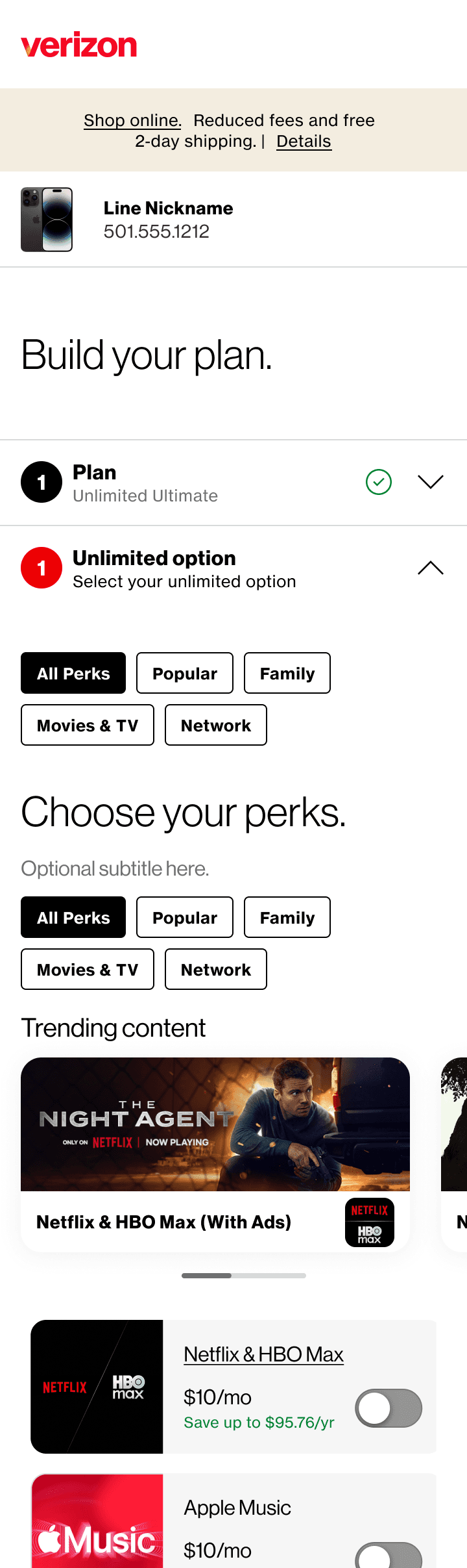 Perk selection
