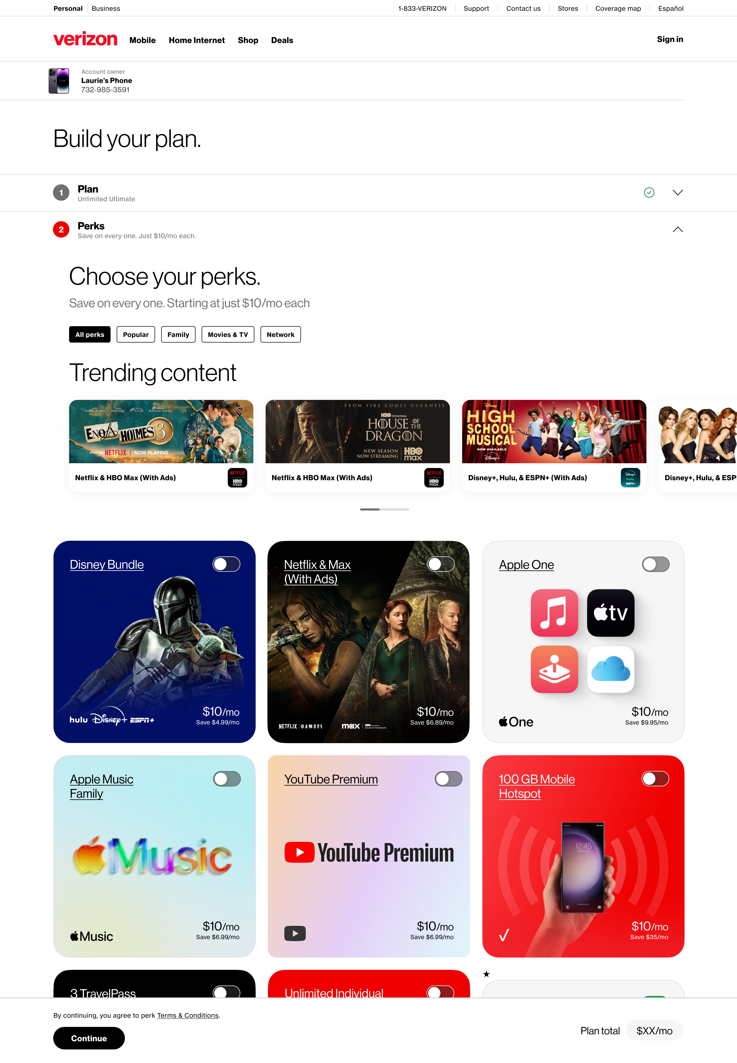 Desktop perks page
